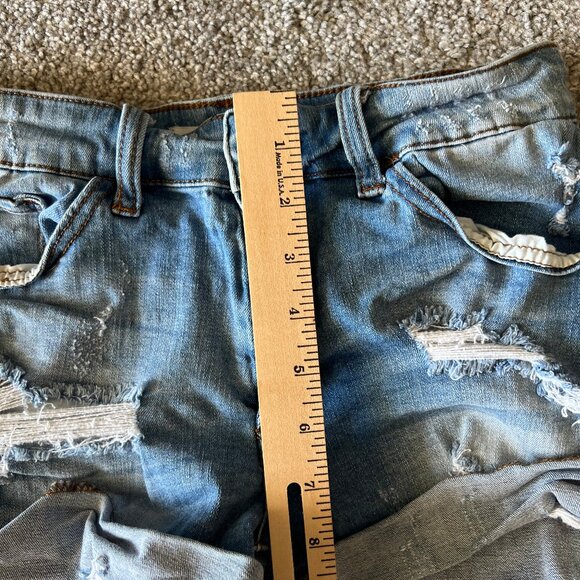 Kancan jean shorts womens 26 blue medium wash high rise distressed holy casual - Picture 10 of 11